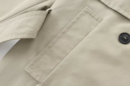 🍒Autumn winter womens fashion retro jacket double-breasted long-sleeve short long sleeve trench coat wind breaker smart casual coat (In Short ) Classic Coat