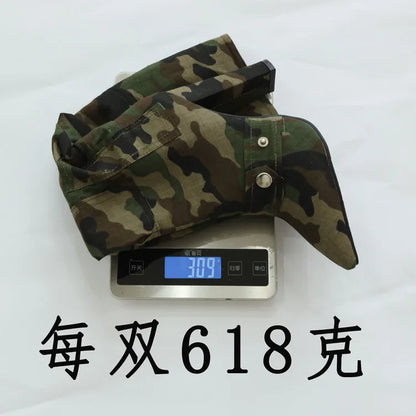 🍒Camouflage green boots pointed toe women fashion combat footwear long boots slim winter heeled boots COMBAT Boring Footwear And Step Into Cool BOOTS
