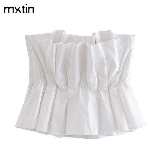 🍒Women's summer corset top coquette cute crop tank top vintage backless pleated party camisole tops solid female chic clothes