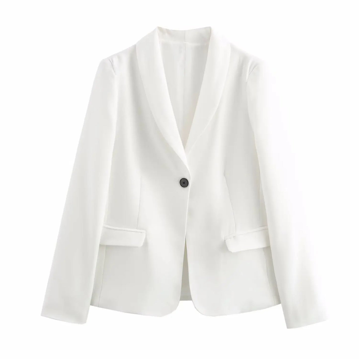 🍒Women's suit jacket with pockets one button clothing versatile slim fit long-sleeved outerwear smart casual  Look Mint In Cream