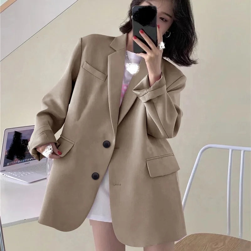 🍒Suit jacket women korean version of the British style women's suit coat long jacket summer autumn fashion smart casual clothes party occasion wear Oversize Nice