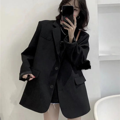 🍒Suit jacket women korean version of the British style women's suit coat long jacket summer autumn fashion smart casual clothes party occasion wear Oversize Nice