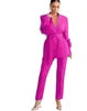 🍒 Smart causal womens two piece blazer set with feathers long sleeve jacket and straight pants set occasion party wear