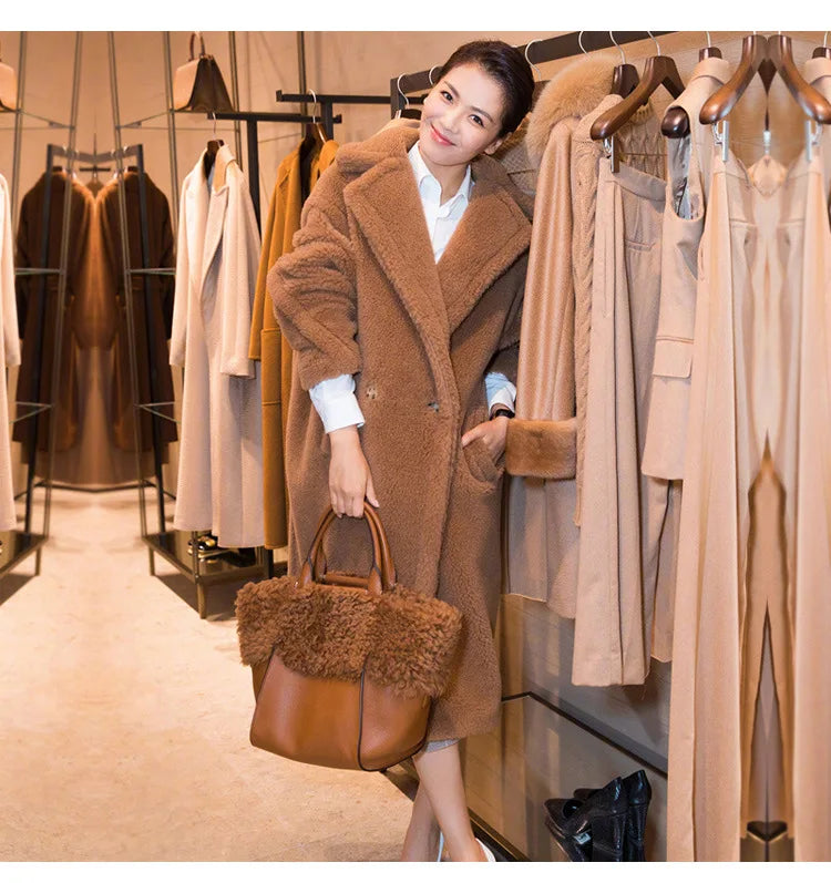 🍒Women winter faux fur coat winter long women female thick teddy bear outerwear Casual loose oversize outdoor wear Bear Winter With A Teddy