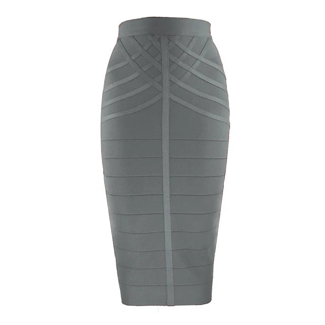 🍒Black bandage skirt fitted midi fashion for women vintage summer wear for ladies Clothes elasticated pencil skirt Pencil This One In