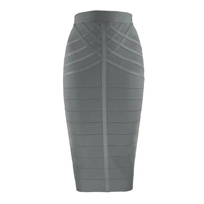 🍒Black bandage skirt fitted midi fashion for women vintage summer wear for ladies Clothes elasticated pencil skirt Pencil This One In
