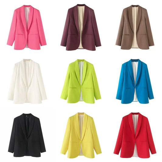 🍒Women's summer clothing elegant commuting jacket flourescent wear style ersatile casual suit jacket smart casual Illuminate In Luminous