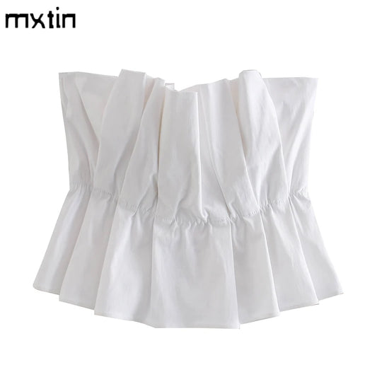 🍒Women's summer corset top coquette cute crop tank top vintage backless pleated party camisole tops solid female chic clothes