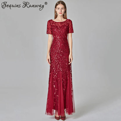 🍒Sequin maxi cocktail dress long bridesmaid prom outfit for special occasion party club bodycon vintage style clothing You'll Fish This Mermaid Out Time &Time