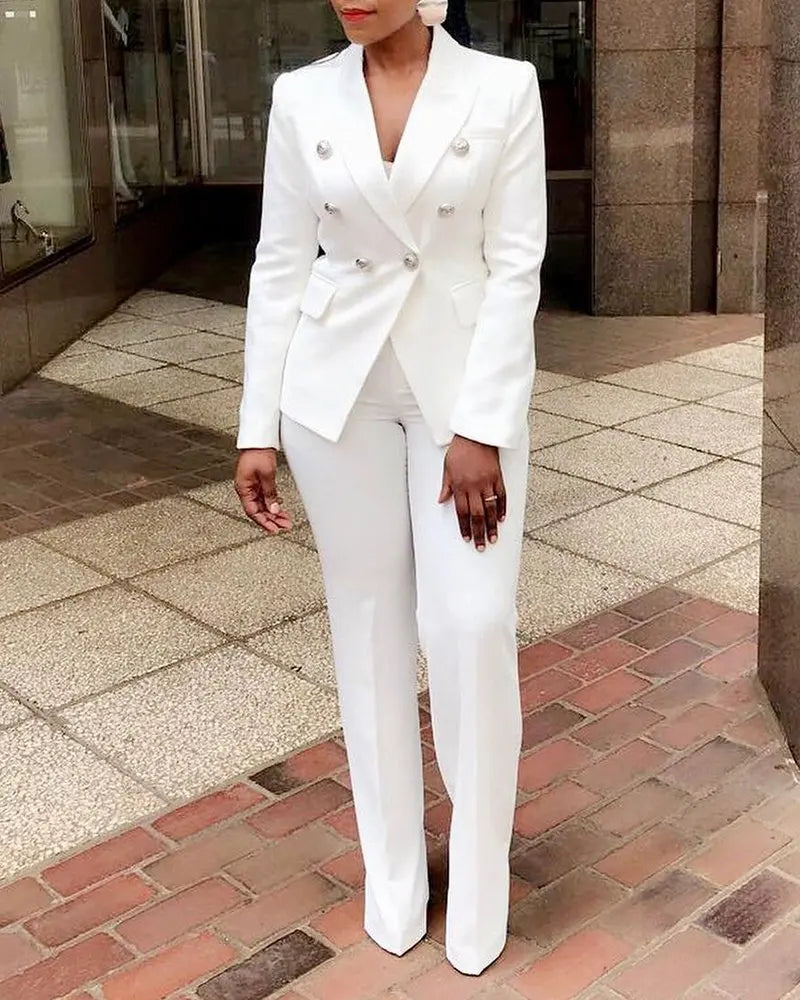 🍒Solid colour suits blazer and pants set for women business suits smart casual wear occasion party wear Flag Your Fly
