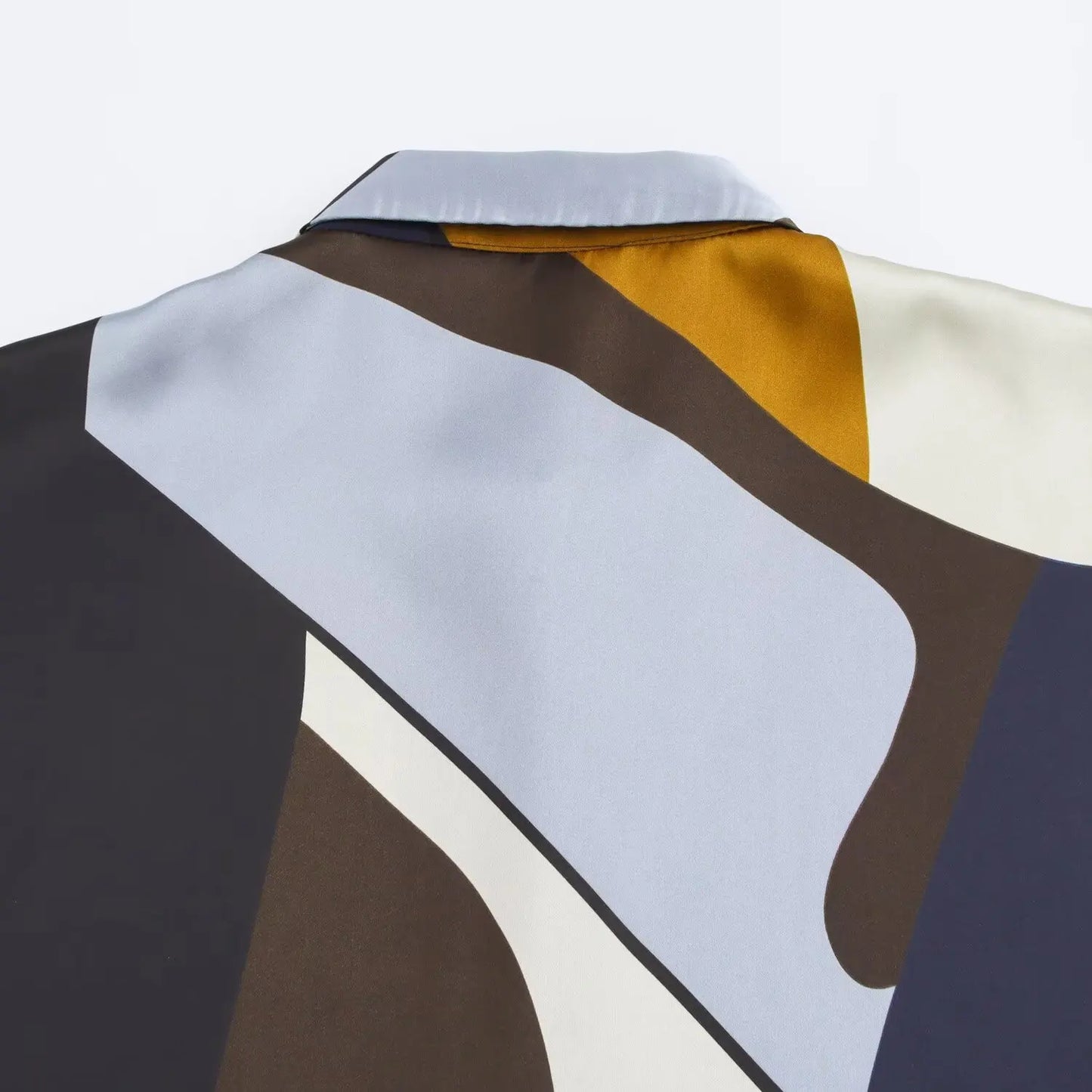 🍒Women's satin shirt lazy style casual simple lapel collar shirt button decoration printed light weight jacket for summer Multi- task