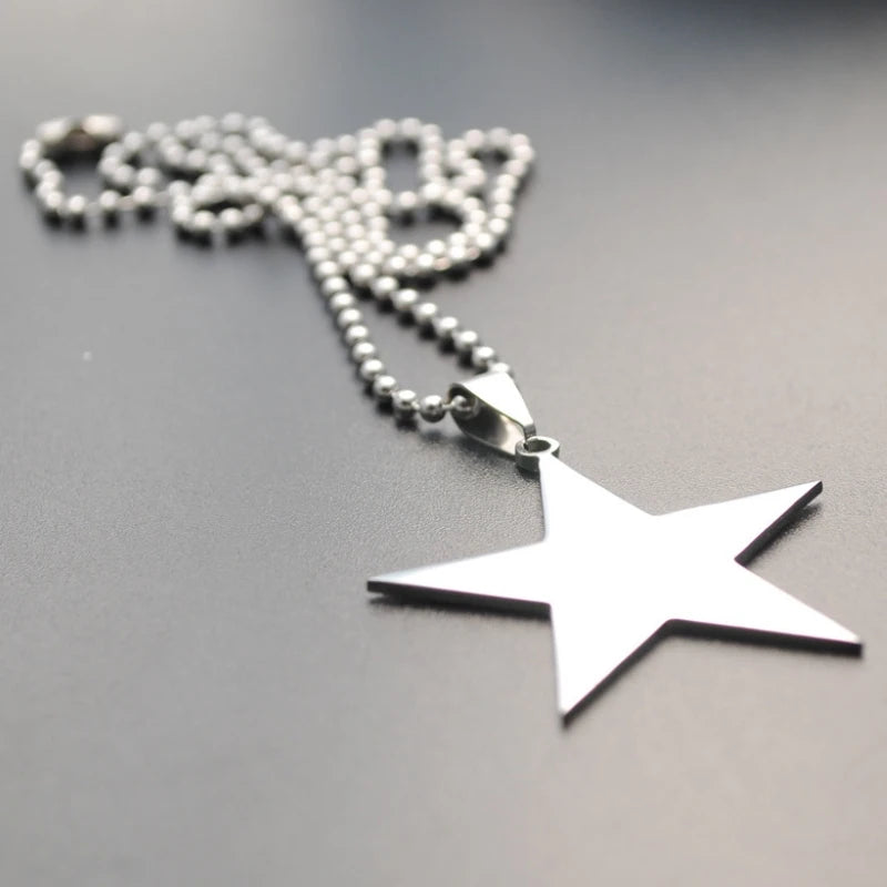 🍒Titanium stainless steel star pendant necklace creative star men/Women gift party Jewellery smart casual jewellery Slick Silver Star