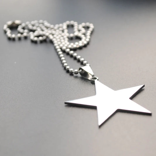 🍒Titanium stainless steel star pendant necklace creative star men/Women gift party Jewellery smart casual jewellery Slick Silver Star