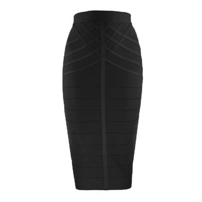 🍒Black bandage skirt fitted midi fashion for women vintage summer wear for ladies Clothes elasticated pencil skirt Pencil This One In