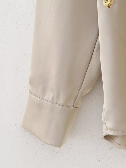 🍒Sequin two piece set long sleeve shirt top with elasticated waist party trousers smart casual clothing occasion outfit for women holiday vacation clothes for beach party Suitable Satin