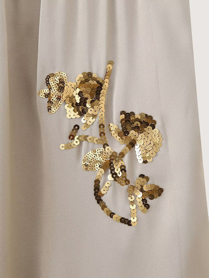 🍒Sequin two piece set long sleeve shirt top with elasticated waist party trousers smart casual clothing occasion outfit for women holiday vacation clothes for beach party Suitable Satin