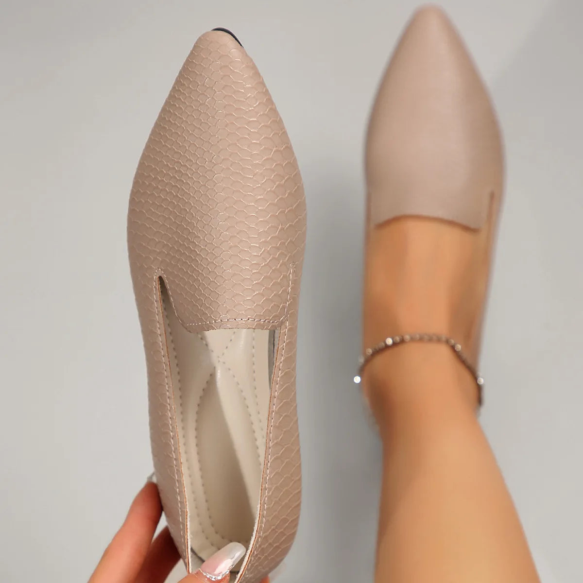 🍒Women's flat shoes pu leather loafers ballet flats Pointed Toe barefoot Slip-on casual shoes Flat Out Comfort