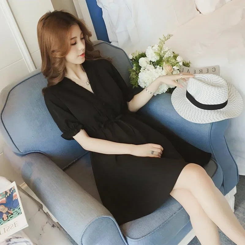 🍒Chiffon satin dress mini women soft silky outfits ruffle smart casual clothing for summer occasion party wear Dainty Dollar Dollar Doll