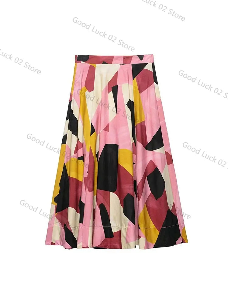 🍒Printed skirts a-line for women side zipper vintage clothing style female fashion wear elegant  smart casual clothing women party occasion wear You'll Get Multi A-pproval Wearing This