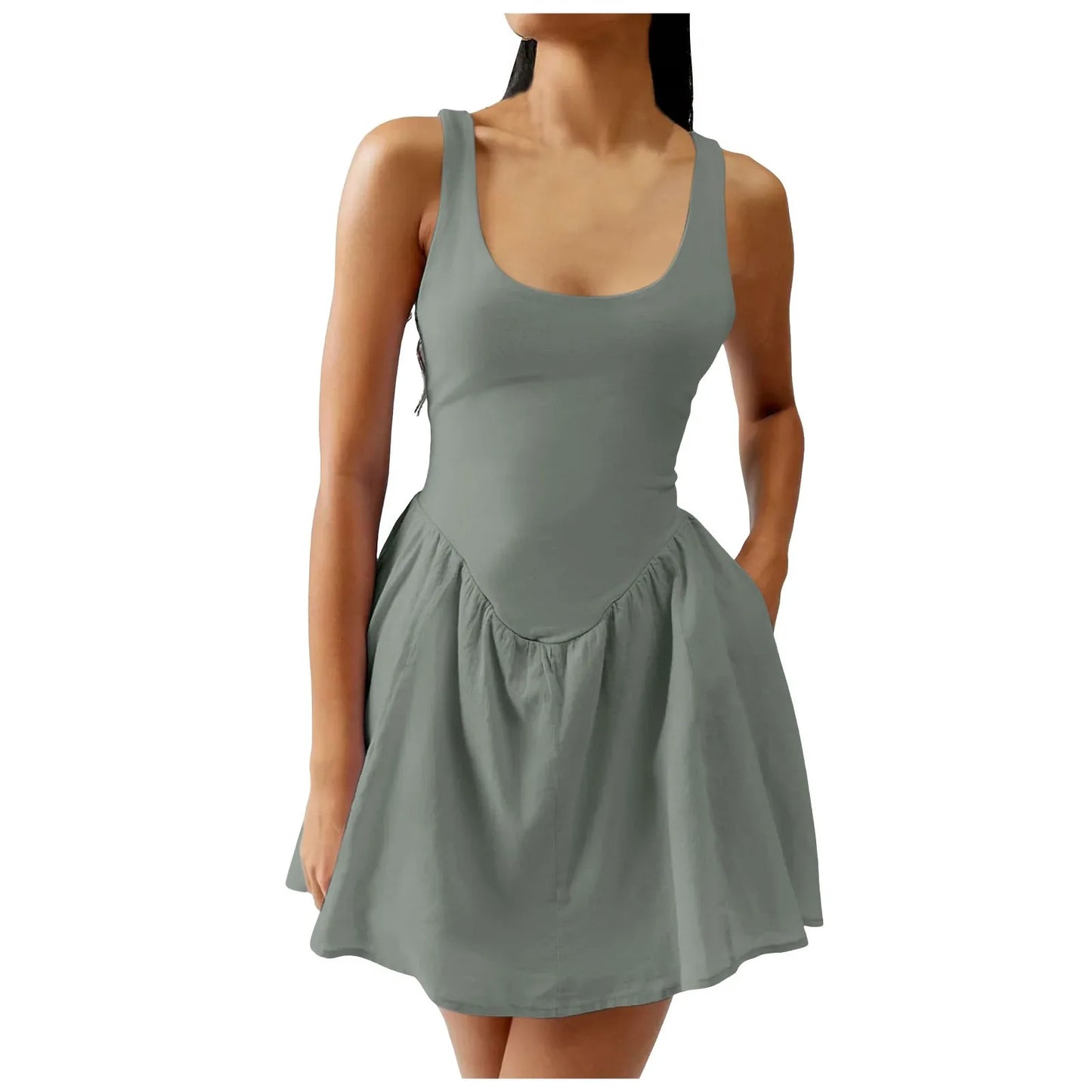 🍒Women's tennis dress workout outfits sleeveless cotton mini dress athletic wear sporty holiday wear beach dress outfit Game Set...