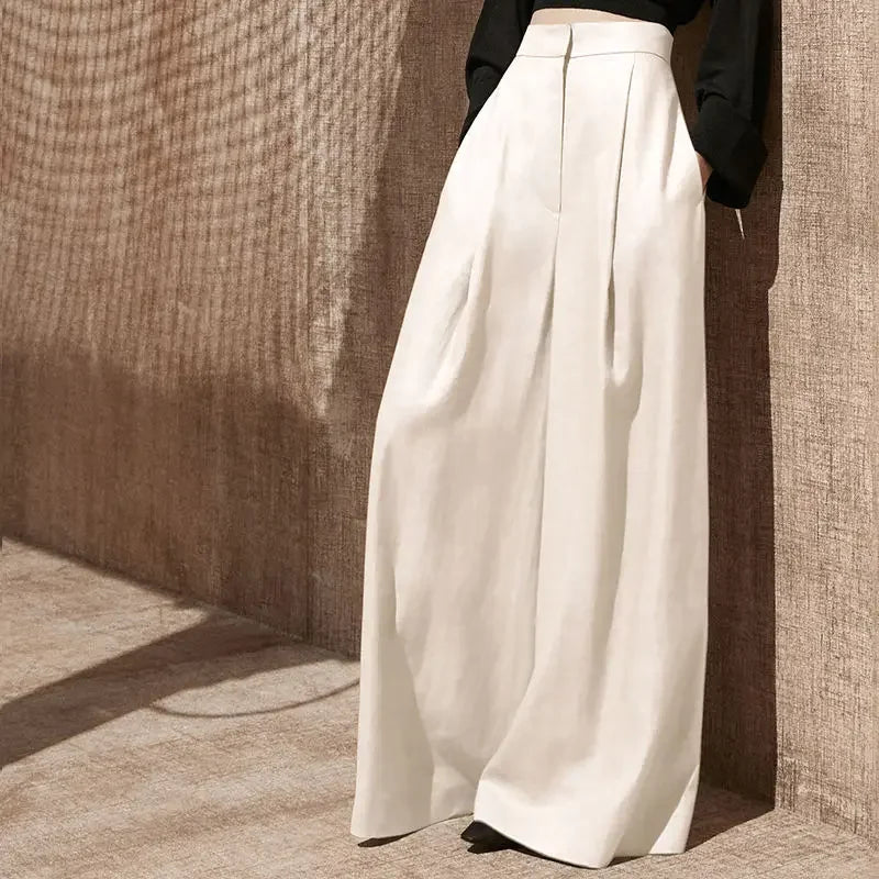 🍒Womans trendy trousers wide leg with pockets all season clothes comfortable stretch pants classic smart casual clothing party occasion wear Cover Yourself With Cool Clothes