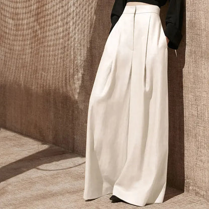 🍒Womans trendy trousers wide leg with pockets all season clothes comfortable stretch pants classic smart casual clothing party occasion wear Cover Yourself With Cool Clothes
