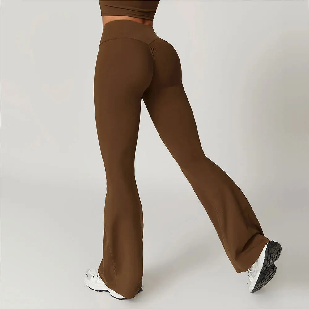 🍒Flare leggings yoga pants women bell-bottoms yoga tights high waist fitness pants stretch gym workout sports push up leggings Look lovely Leg's