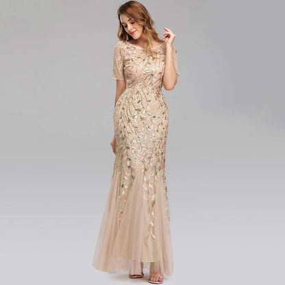 🍒Sequin maxi cocktail dress long bridesmaid prom outfit for special occasion party club bodycon vintage style clothing You'll Fish This Mermaid Out Time &Time