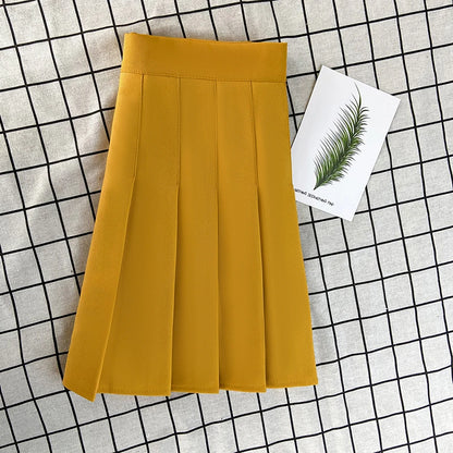 🍒Summer high waist skirt a-line short black plleated midi smart casual clothimg women female fashion wears Get These Box Pleats Boxed