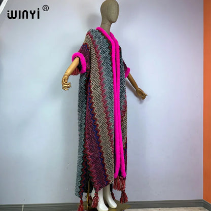 🍒Cardigan coat women winter wear tassel knitted coat winter womenpartywear coat maxi fashions cold weather clothes party coat thick warm free size female kaftan Warm Up To Pink