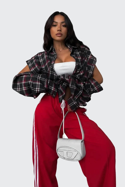 🍒Women's spring shirt Jacket checkered short-sleeved pocket retro luxurious chic trendy minimalist fashion check blouse designer comfy style clothing Dont Be Stale Mate Get This Checkers