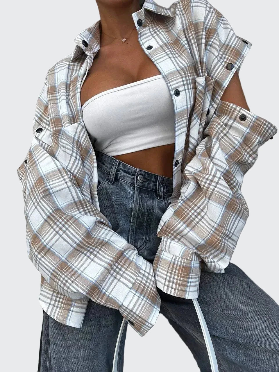 🍒Women's spring shirt Jacket checkered short-sleeved pocket retro luxurious chic trendy minimalist fashion check blouse designer comfy style clothing Dont Be Stale Mate Get This Checkers