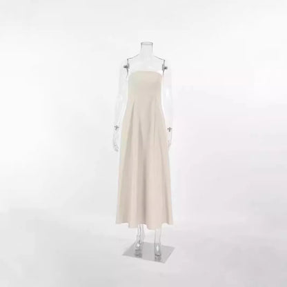 🍒French cotton dresses linen holiday clothes strapless outfits high waist backless summer clothing long dress for women maxi fashion Ladies Line Up For Your linen