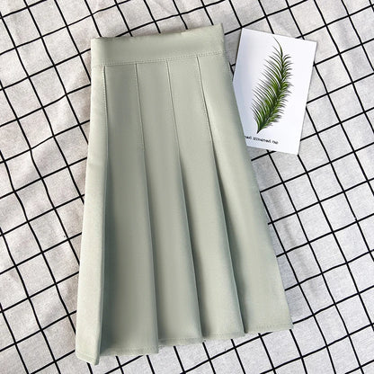 🍒Summer high waist skirt a-line short black plleated midi smart casual clothimg women female fashion wears Get These Box Pleats Boxed