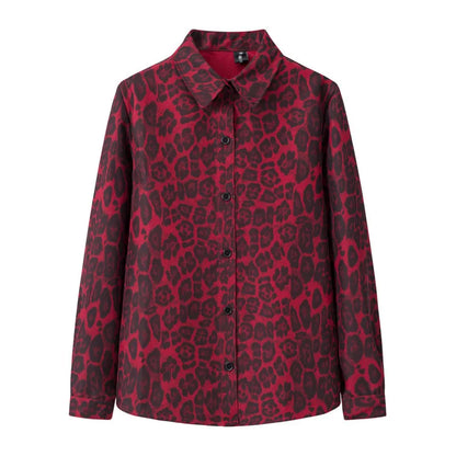 🍒Animal print shirt jacket womens loose leopard print outerwear for spring clothing loose lazy smart casual female fashion office commuting wear SAFAR as I CAN SEE this ANIMAL’S cool