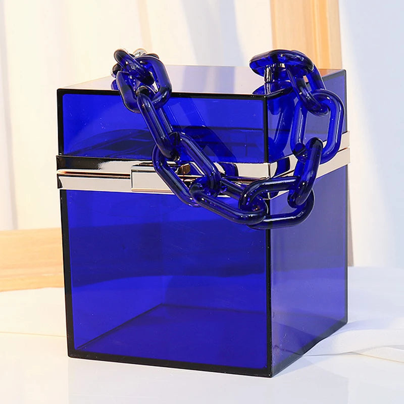 🍒Clutch box purse for women elegant acrylic handbag bridal party shoulder bag crossbody bucket bags trendy bags transparent bag