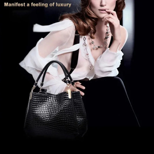 🍒Faux crocodile leather bag designer for women handbags womens summer bag top handle  bags ladies casual tote Dial Up On Croc