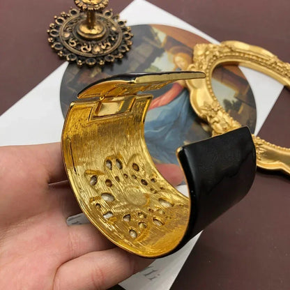 🍒Black enamel bracelet women ruby palace style luxury retro bangles gemstone Jewellery hyperbole fashion accessories for smart casual Put A Tick Buy This Cross