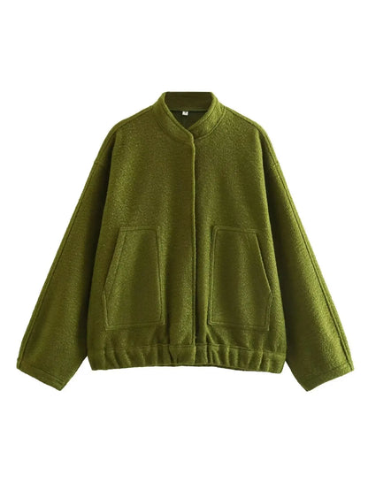 🍒Women's Jackets spring  autumn fleece vintage jacket oversized outerwear long sleeve  Bomber Jacket women