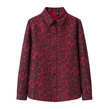 🍒Animal print shirt jacket womens loose leopard print outerwear for spring clothing loose lazy smart casual female fashion office commuting wear SAFAR as I CAN SEE this ANIMAL’S cool