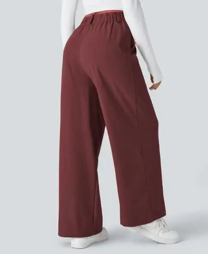 🍒Elegant women straight pants flowy solid colour high waisted trousers wide leg work wear female fashion clothes No Need To Put The Leg Work In To Get These Legs