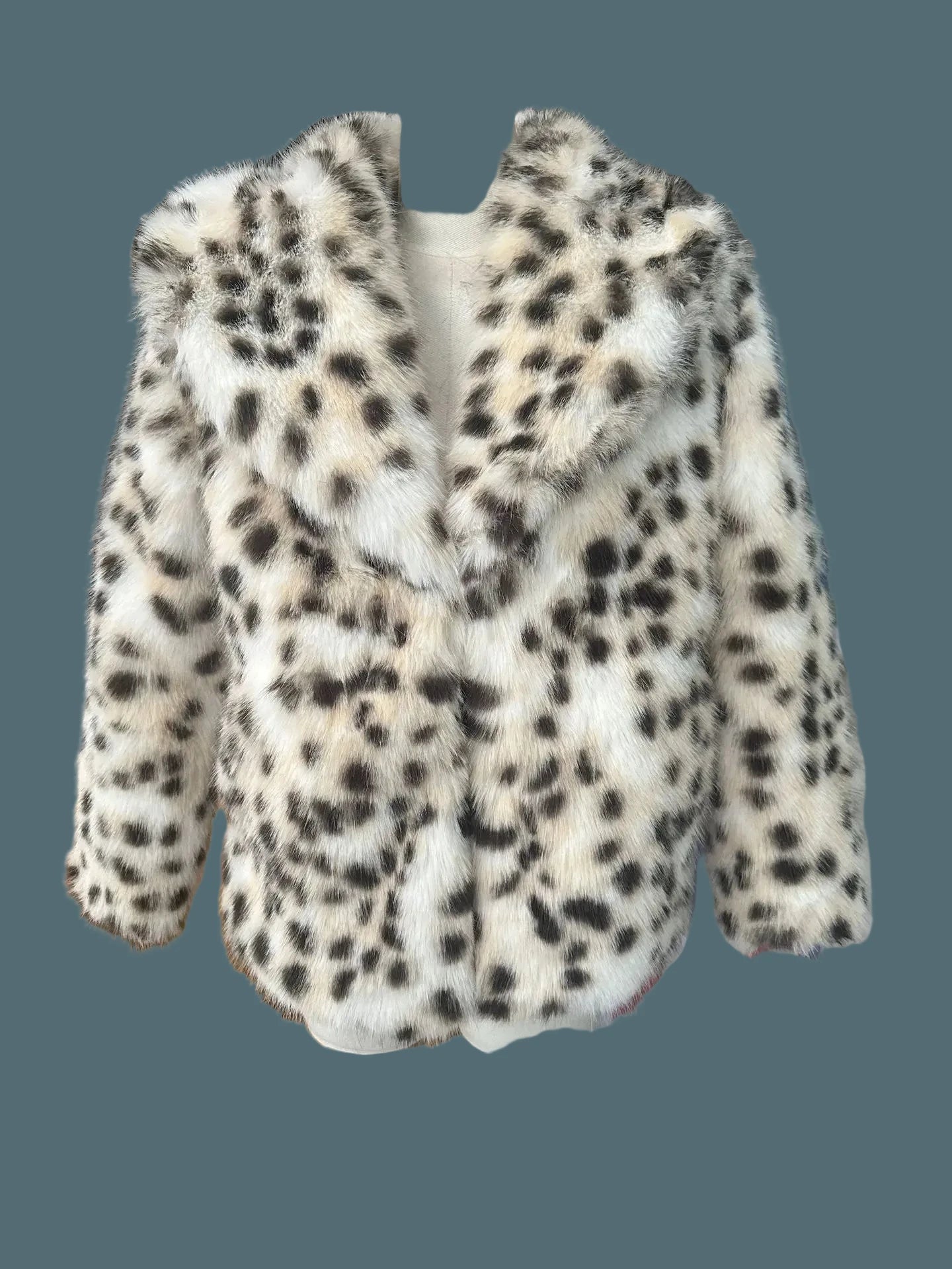 🍒Faux fur coat smart casual outerwear women lapel Collar leopard print jacket with long sleeves Y2k thick warm autumn winter fashion Get SPOTTED In A Showy Snowy