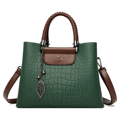 🍒 Crocodile embossed bag crossbody for women female shoulder bag messenger bag grab bag tote bag luxury designer handbags 3 layers Handle A Snap Crocodile