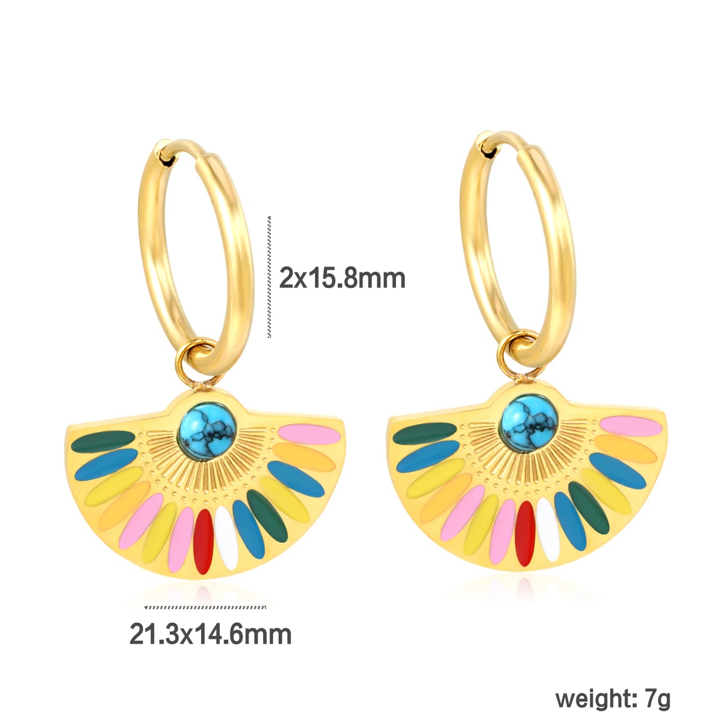 🍒Trendy jewellery stainless steel jewlry oil drip 18K gold plated hoop earrings butterfly shell bee heart earrings smart casual accessories