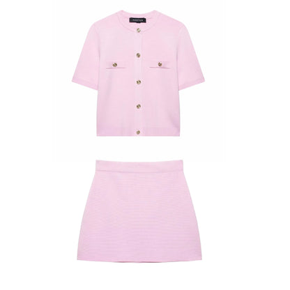 🍒Womens knit skirt set 2 Piece knitted short sleeved top and a-line mini skirt outfits casual summer sets Ice Cream You Scream Every Body Screams Ice Cream