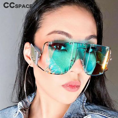 🍒Square oversized mirror sunglasses unisex shades glasses metal rivet trend unique eyewear sunnies UV400 protection Clear Cools