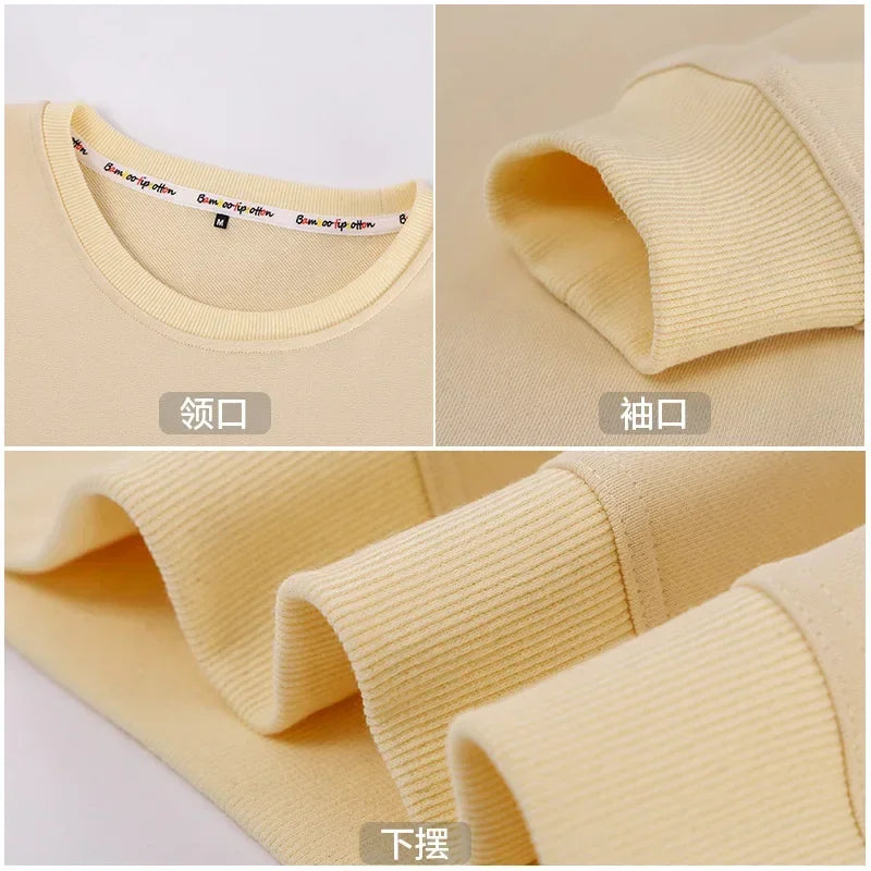 🍒Cotton sweatshirt for women long sleeve knitted pullover loose streetwear fashion quality essential clothing for women casual wear Ease- ssential