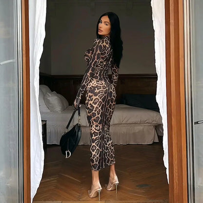 🍒Red striped long dress womens bodycon turtle neck zebra print mesh outfit clubwear party occasion wear clothing                       Catwalk Your Tiger