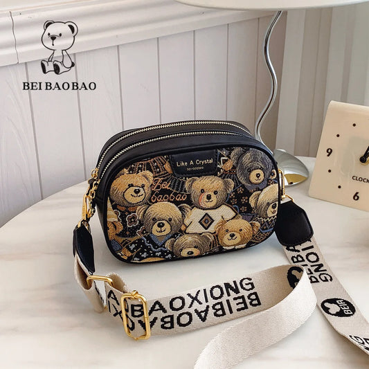 🍒Casual crossbody bags for women pu leather ladies luxury designer bags female large  capacity crossbody shoulder travel bag holiday bag ‘ BEAR Your Cute With A TEDDY Bag