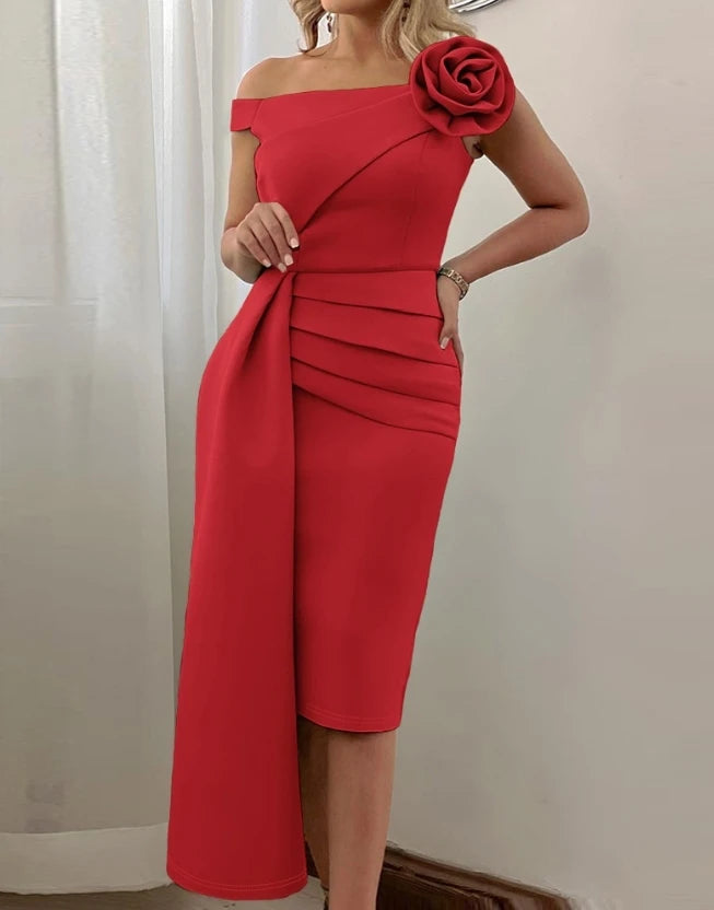 🍒Women's occasion dresses fashion spring summer outfits elegant rose detail asymmetrical party wear occassion wear Pop A Mint